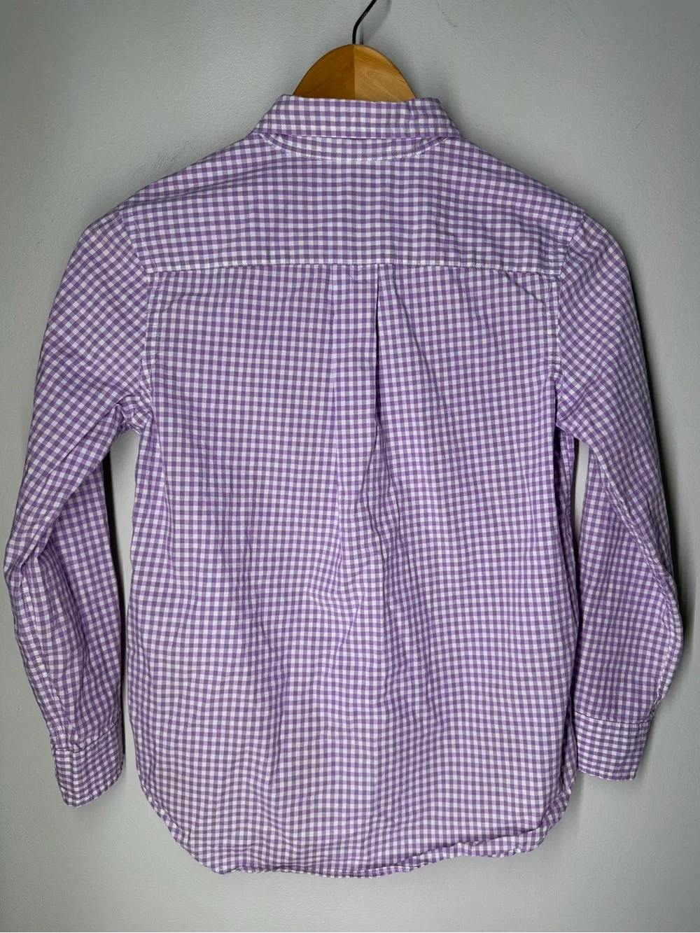 Ralph Lauren Boys Purple White Gingham Button Down Shirt Pony Logo Cotton Preppy